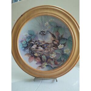 Lena Liu "Tender Lullaby" 1990 Collector's Plate-Family Of Birds 8 1/2"  FRAMED